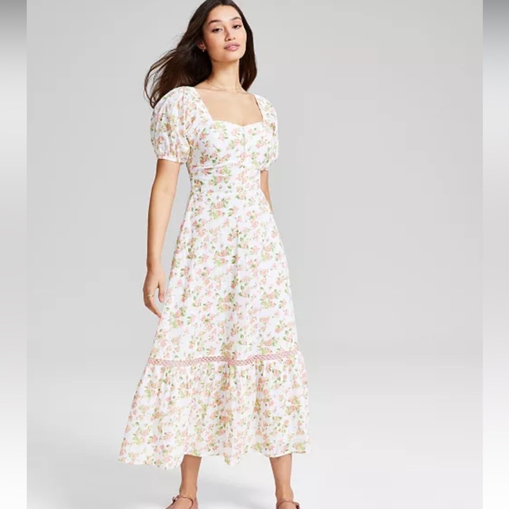 Chic Floral Puff Sleeve Maxi Dress